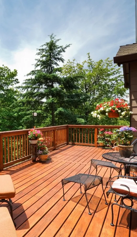 Charming Wooden Deck With Outdoor Furniture